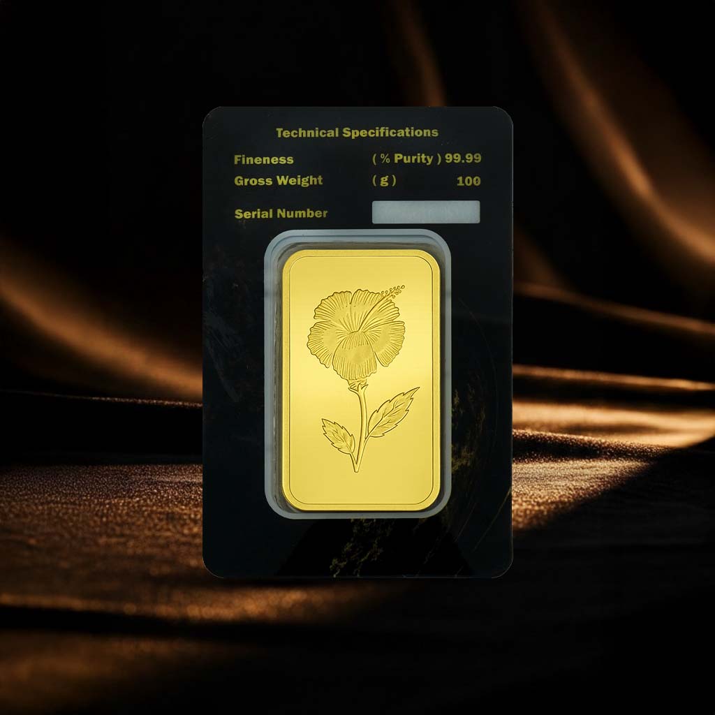 100 Grams Floral Pattern Gold Bar